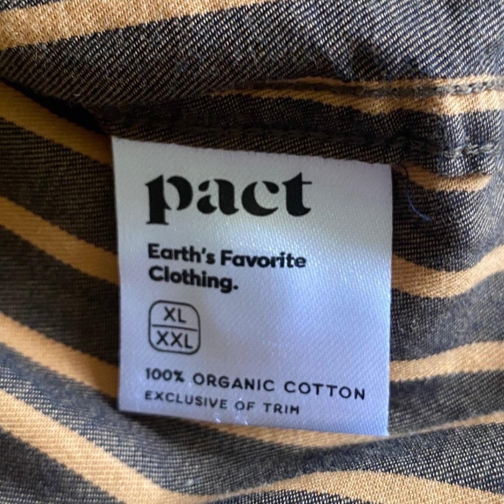 Pact Women's XL XXL Organic Cotton Striped Button Down Shirt Oversized - Picture 5 of 8